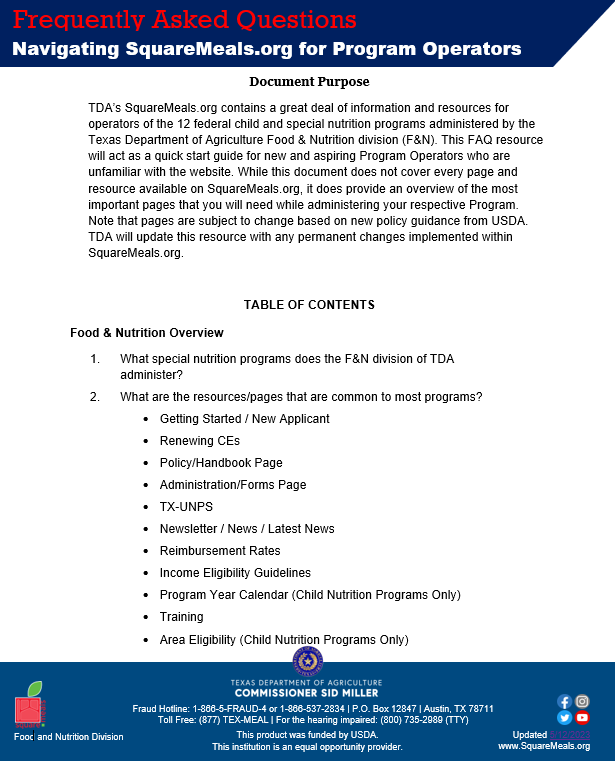 FAQ for Program Operators